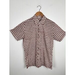 Anokhi Shirt Mens XS White Red Lightweight Cotton Button Down Short Sleeve Shirt